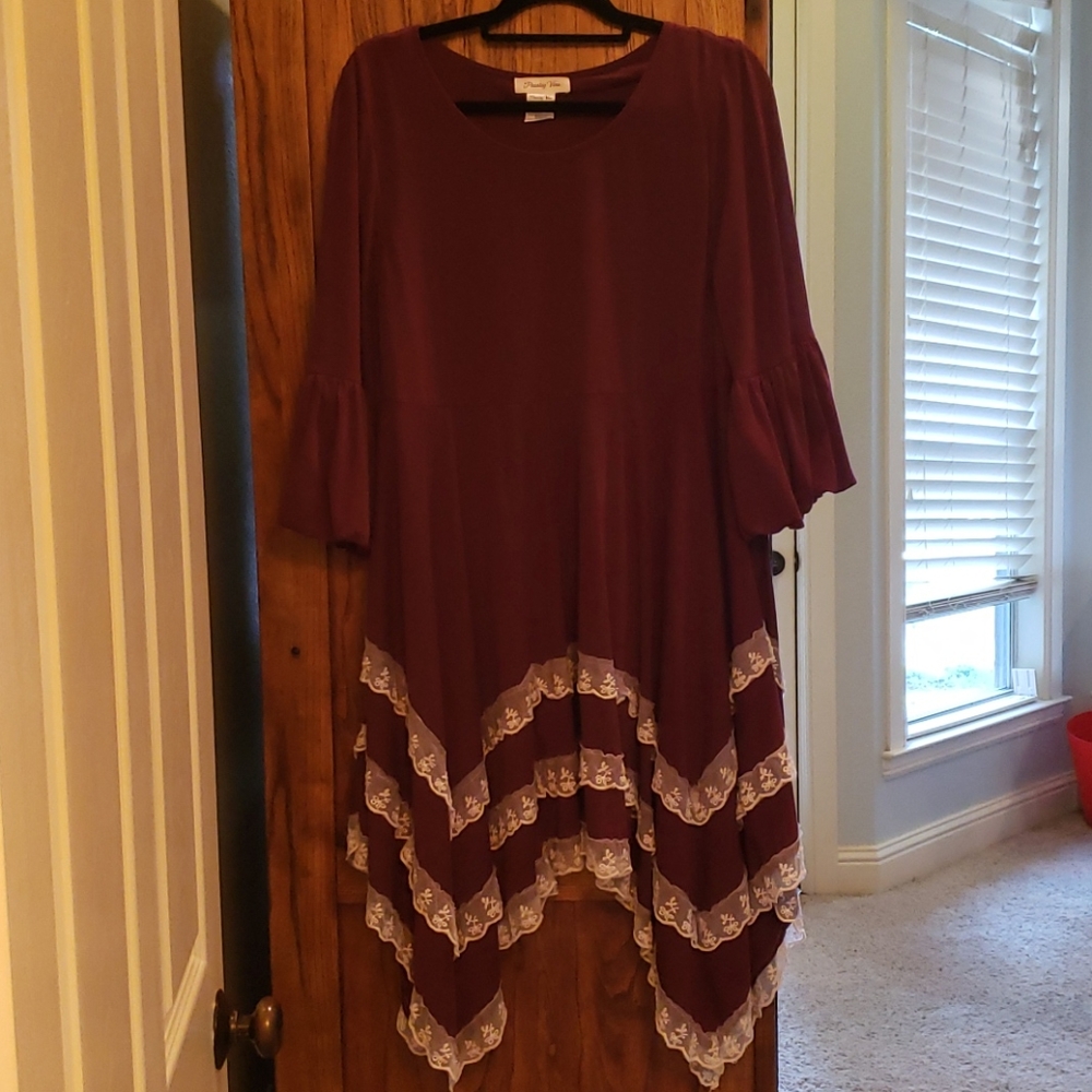 Maroon ruffle lace dress or tunic